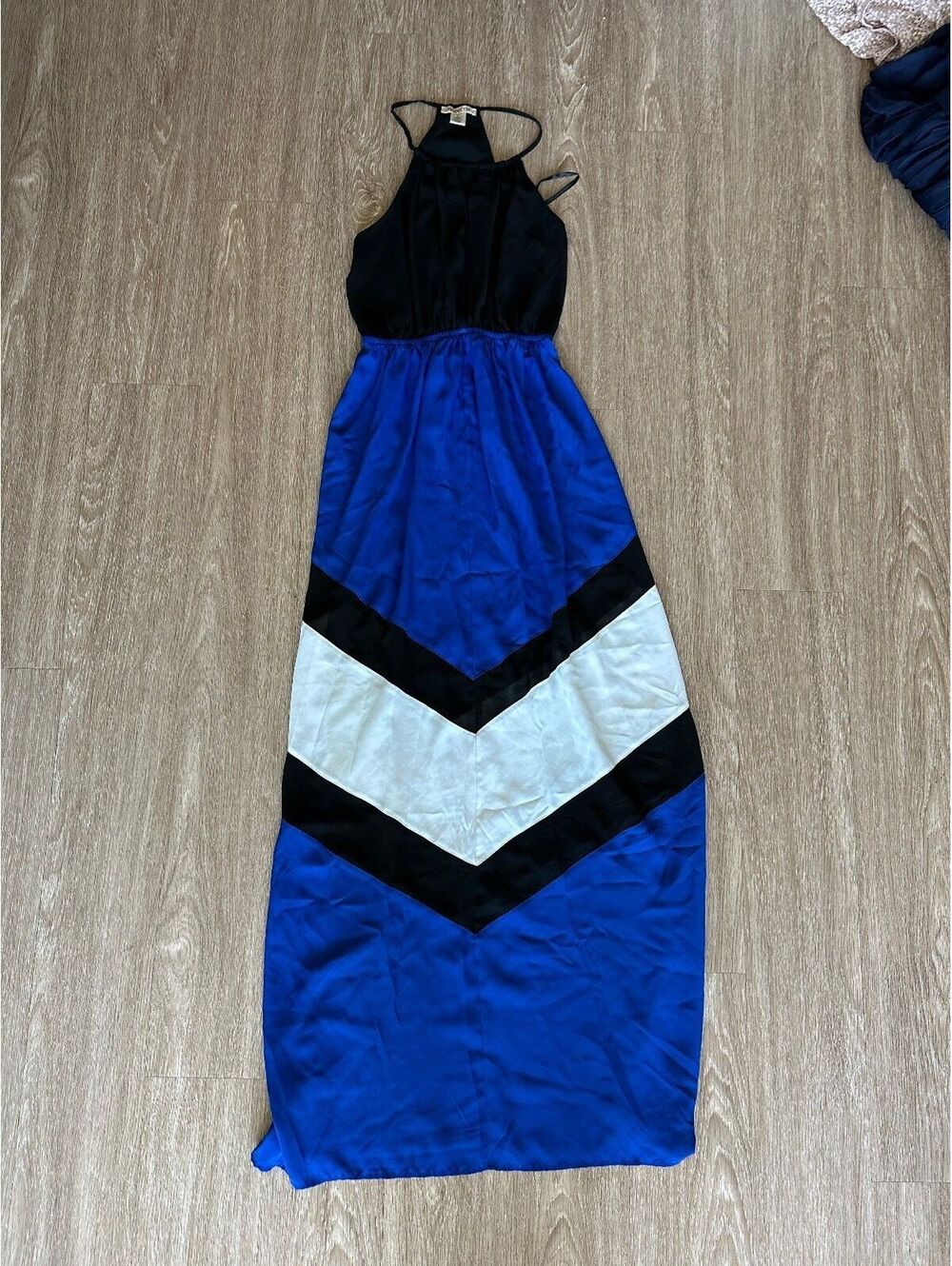 Express Women's blue chevron maxi dress